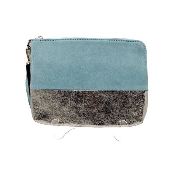 NEW with Tags Street Level Mirabella Metallic Sueded and Leather Wristlet Clutch - Picture 1 of 14